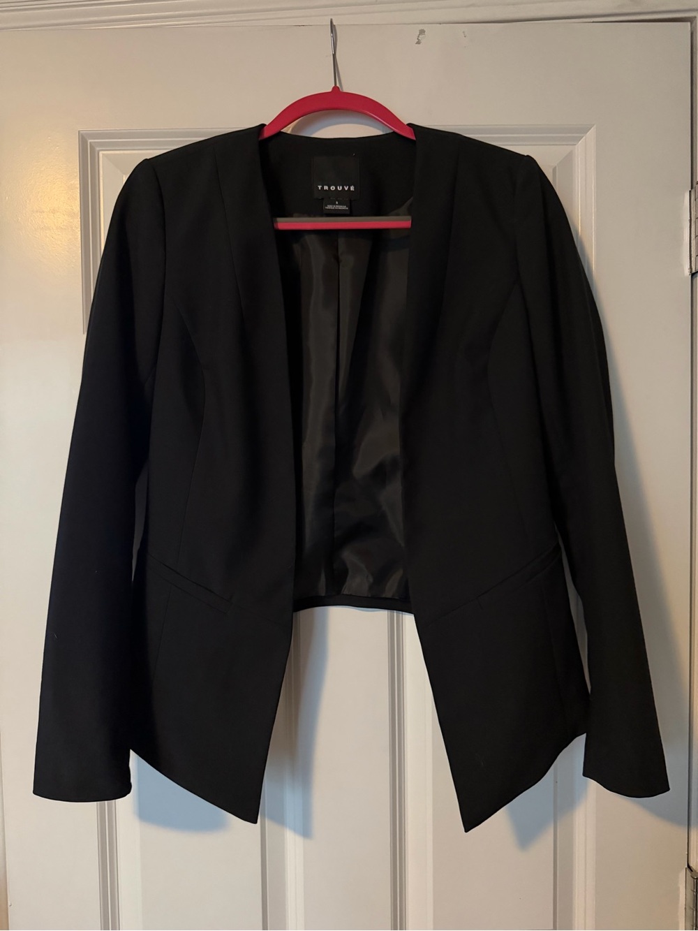 Trouvé (Nordstrom) Collarless Open-Front Asymmetric Blazer - Black (Size S)